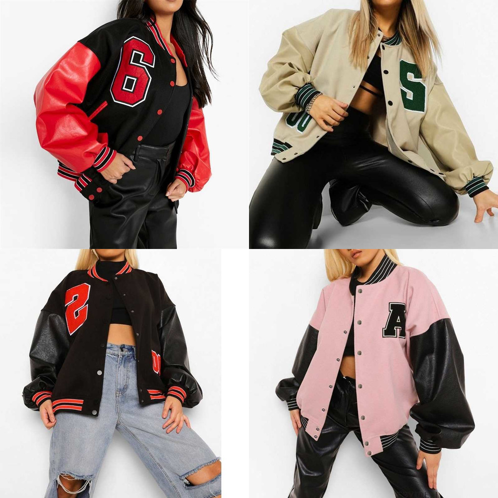 

autumn winter mens and womens baseball jackets designer letters printed jacket stitching new hip hop fleece thickened loose coats, Black;brown