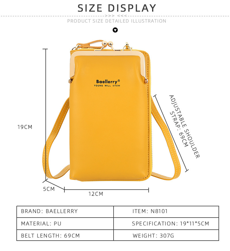 BAELLERRY/Messenger Bag Ladies/New Arrival Soft Leather Tinplate Vertical Fashion Versatile Mobile Phone Bag Long Wallet_voghion.com