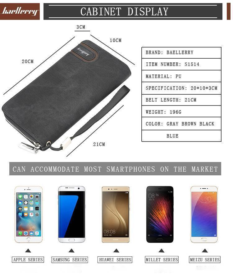 BAELLERRY Herrenbrieftasche Neue Ankunft Lange Reißverschlussbrieftasche Hohe Qualität Lässige Handtasche Männer Handschlaufe Clutch_voghion.com