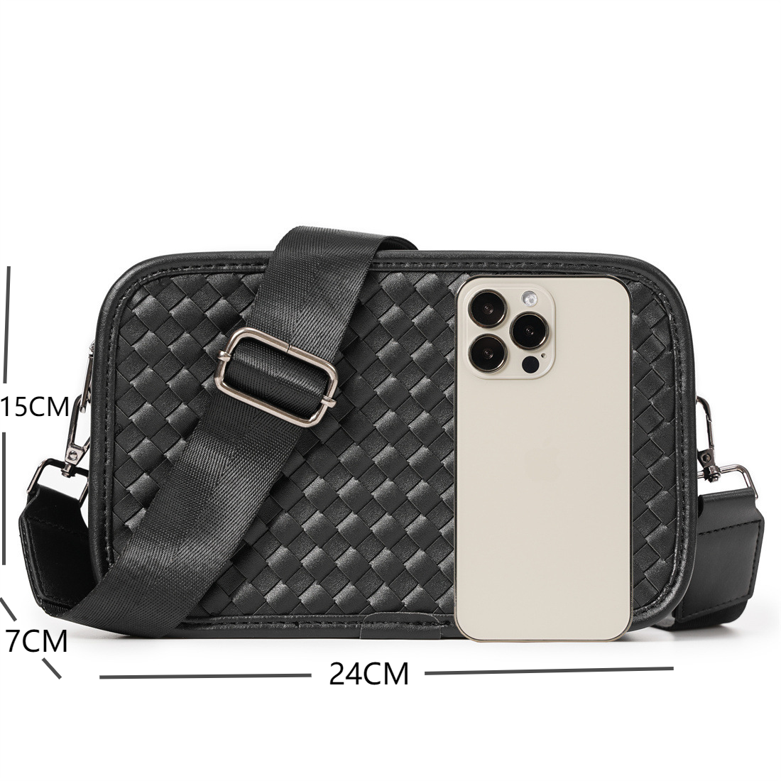 Herren Umhängetasche Hochwertige handgewebte kleine quadratische Pendlertasche Modische und lässige Umhängetasche Herrentasche_voghion.com